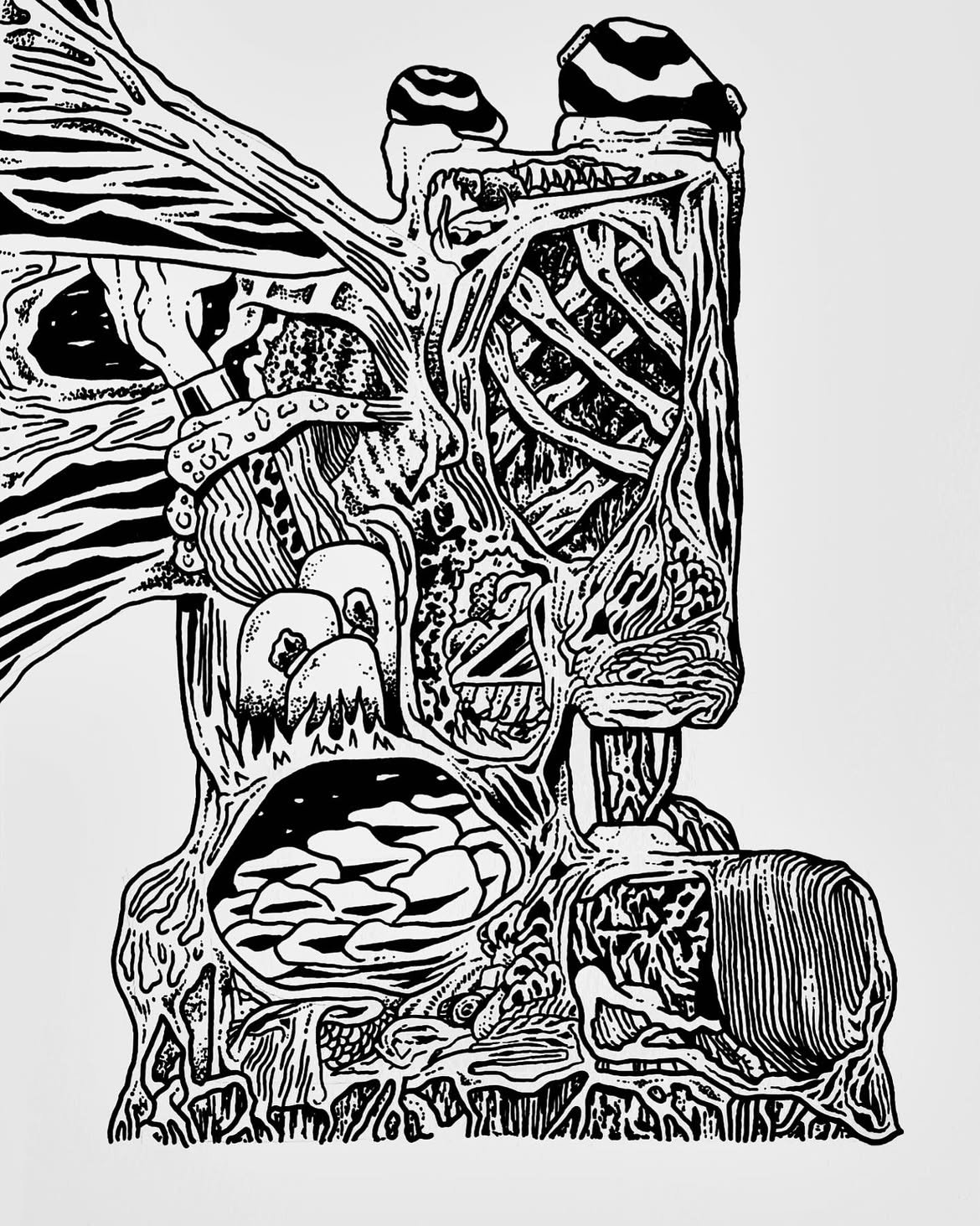 intricate abstract illustration exploring organic forms.